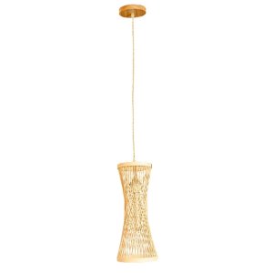Pendente Nova Guiné 42cm Fibra de Rattan e Madeira Bocal E27