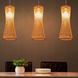 Pendente Nova Guiné 42cm Fibra de Rattan e Madeira Bocal E27 - 2