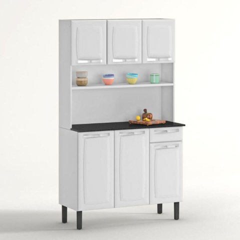 Cozinha de Aço Compacta Itatiaia Rose 6 Portas e 1 Gaveta Branco Neve