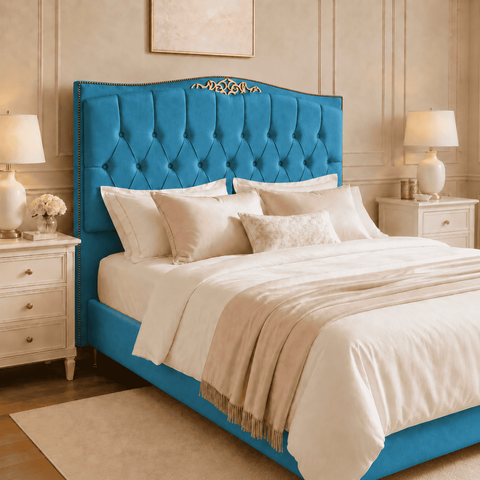 Cabeceira Cama Casal King Greta 195cm Estofada Suede Design Clássico