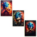 Ver imagem 1 de Kit 3 Placas MDF Velocidade Azul Herói Game Parede Moderna