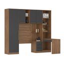 Ver imagem 1 de Quarto de Solteiro Modulado 5 Peças com Armário Aéreo + Escrivaninha Amêndola/Grafito - Bela Móveis