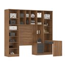 Ver imagem 3 de Quarto de Solteiro Modulado 5 Peças com Armário Aéreo + Escrivaninha Amêndola/Grafito - Bela Móveis
