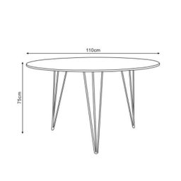 Mesa de Jantar Redonda 110cm Amêndoa Clips 3 Pés Ferro Preto - 3