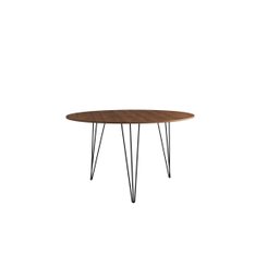 Mesa de Jantar Redonda 110cm Amêndoa Clips 3 Pés Ferro Preto - 2