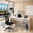 Ver imagem 2 de Conjunto Mesa de Escritório 1.60x60cm + Cadeira Ergonômica Sistema Syncron Pistão Classe 4