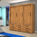 Ver imagem 1 de Guarda Roupa Casal 3 Portas de Correr 9 Gavetas 208cm Anjos Cinamomo - Carioca Móveis