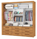 Ver imagem 3 de Guarda Roupa Casal 3 Portas de Correr 9 Gavetas 208cm Anjos Cinamomo - Carioca Móveis