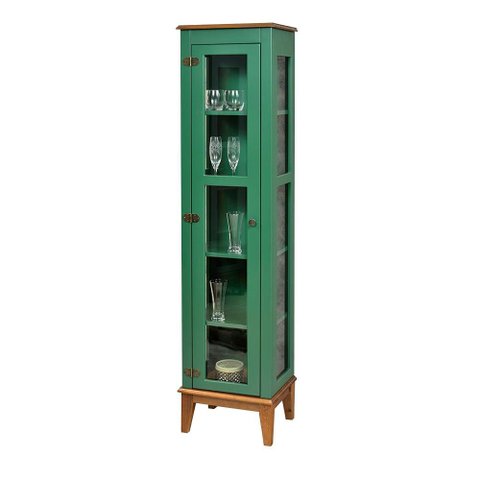 Cristaleira Remy 1 Porta Cor Verde com Base Amêndoa 180 Cm - 62965