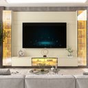 Ver imagem 6 de Estante para TV e Home Theater até 84 Polegadas com LED com Vidro Reflecta 100% MDF 293,4CMX217,6cm Luminare Yescasa