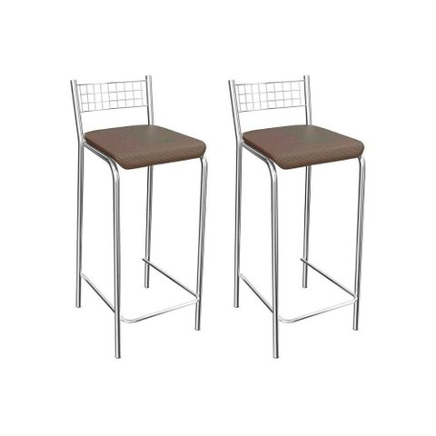 Kit 2 Banqueta de Cozinha Gênova 1b705cr 2 Un Cromado/courano Marrom - Kappesberg