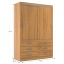 Ver imagem 4 de Guarda-roupa Solteiro Veneza 2 Portas 6 Gavetas Cinamomo - Evidência Móveis