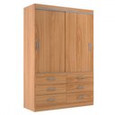 Ver imagem 2 de Guarda-roupa Solteiro Veneza 2 Portas 6 Gavetas Cinamomo - Evidência Móveis