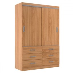 Guarda-roupa Solteiro Veneza 2 Portas 6 Gavetas Cinamomo - Evidência Móveis - 2 Guarda-roupa Solteiro Veneza 2 Portas 6 Gavetas Cinamomo - Evidência Móveis - 2