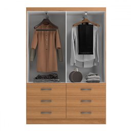 Guarda-roupa Solteiro Veneza 2 Portas 6 Gavetas Cinamomo - Evidência Móveis - 3 Guarda-roupa Solteiro Veneza 2 Portas 6 Gavetas Cinamomo - Evidência Móveis - 3
