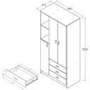 Ver imagem 3 de Roupeiro Infantil 3 Portas 3 Gavetas 184x89 Cm Bb322 Branco Dtall