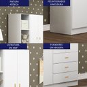 Ver imagem 2 de Roupeiro Infantil 3 Portas 3 Gavetas 184x89 Cm Bb322 Branco Dtall