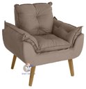 Ver imagem 3 de Kit 02 Poltrona/cadeira Decorativa e Puff Glamour Opala com Pés Quadrado Capuccino