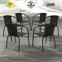 Ver imagem 6 de Conjunto 6 Cadeiras Happy Hour Varanda Área Sacada Edícula Empilhável Jardim Artesanal Preta