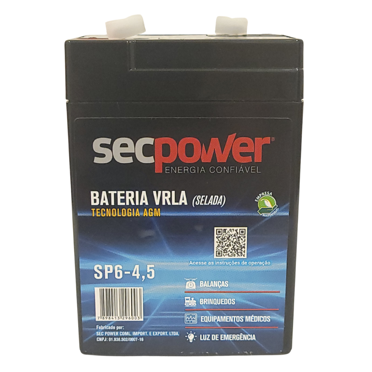 Bateria Selada 6v 4,5a Luz Emergencia Brinquedos Bandeirante