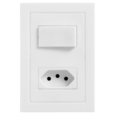Conjunto 4x2 com 1 Interruptor Simples + 1 Tomada 10 Amperes Cinza Fosco - Ekc-30000/15 - Dicompel