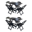 Ver imagem 1 de Kit 2 Jogos de Mesa com 4 Cadeiras de Madeira Dobrável 120x70 para Bar e Restaurante - Preto