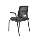 Ver imagem 4 de KIT 02 Cadeiras de Escritório Fixa Aproximação 4 pés com Braço Beezi Encosto Preto Assento Material 