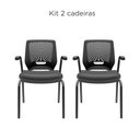 Ver imagem 1 de KIT 02 Cadeiras de Escritório Fixa Aproximação 4 pés com Braço Beezi Encosto Preto Assento Material 