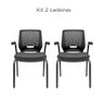 KIT 02 Cadeiras de Escritório Fixa Aproximação 4 pés com Braço Beezi Encosto Preto Assento Material  - 1