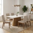 Ver imagem 2 de Mesa de Jantar Tampo Vidro 180cm 6 Lugares Canto Curvo Melina Nature/Off White H02 - D'Rossi