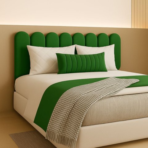 Cabeceira Queen Size Design Nuvem 45x20cm 8 Placas em Suede:verde