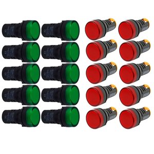 Kit Sinaleiros Led Ad22 22mm 220v Verde Vermelho