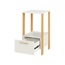 Ver imagem 1 de Mesa Auxiliar Escritório Home Office Gaveta Off White/freijó F39