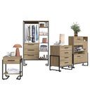 Ver imagem 2 de Conjunto Quarto Industrial com Closet, Cômoda Sapateira e Mesa de Cabeceira Marrom/Preto/Oak