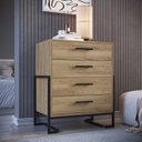 Ver imagem 7 de Conjunto Quarto Industrial com Closet, Cômoda Sapateira e Mesa de Cabeceira Marrom/Preto/Oak