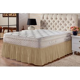 Saia Box Ajustável Serve em Cama Casal Queen e King Babado com Elástico 1 Peça:avelã Bege - 1