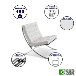 Poltrona Barcelona Courino Base Cromada Branco Cor Branco - 3