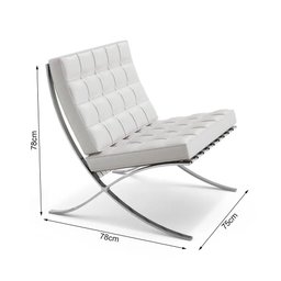 Poltrona Barcelona Courino Base Cromada Branco Cor Branco - 2