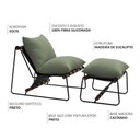 Ver imagem 3 de Kit Poltrona com Puff Turim Base Aço Preto Recouro Black Poliéster Verde - Nexta Casa