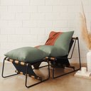 Ver imagem 2 de Kit Poltrona com Puff Turim Base Aço Preto Recouro Black Poliéster Verde - Nexta Casa