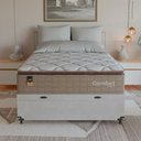 Ver mais imagens de Cama Box Baú Viúva + Colchão Comfort Class Pillow Top Bege/suede Branco
