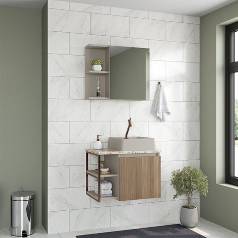 Gaam Tisza Gabinete Banheiro com Cuba e Tampo em Pedra Natural