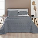 Ver imagem 1 de Kit Cobre Leito Colcha Alexa Pompom Casal Padrão Dupla Face Micropercal 3 Peças - Cinza