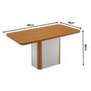 Ver imagem 3 de Mesa de Sala Jantar Pietá C/ Tampo Madeirado C/ Canto Curvo 180x90cm Off White/naturale/naturale -