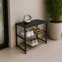 Ver imagem 1 de Sapateira Industrial Vero Organizador de Sapatos Tampo MDF e Base de Aço Resistente Preto Lh Móveis