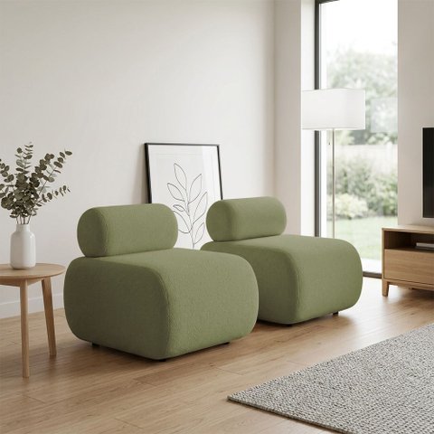 Poltrona Decorativa para Sala KIT2 Orgânica 60 cm Base Fixa Zarah Bouclê D03 - D'Rossi