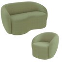 Ver imagem 2 de Conjunto 1 Sofá Living 160cm e 1 Poltrona Decorativa Sala de Estar Íbis Encosto Fixo Bouclê Verde G3