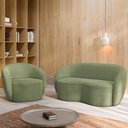 Ver imagem 1 de Conjunto 1 Sofá Living 160cm e 1 Poltrona Decorativa Sala de Estar Íbis Encosto Fixo Bouclê Verde G3