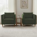 Ver imagem 1 de Kit 2 Poltronas Aviv para Sala Escritório Recepção Linho Verde Premium Easy Clean Corino Verde Premi