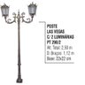 Poste Las Vegas para Jardim de Alumínio 02 Luminária 2,50m - 4